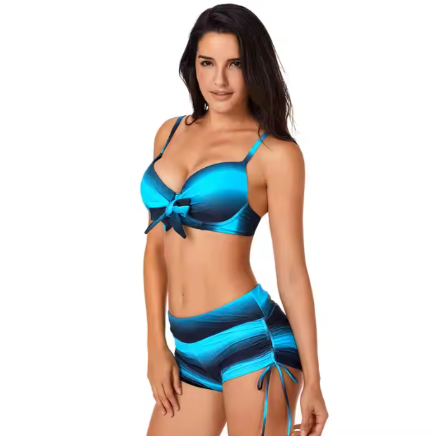 Model wears Gisele TENCEL™ Modal Rib Relaxed Short PJ Set in Graphite.