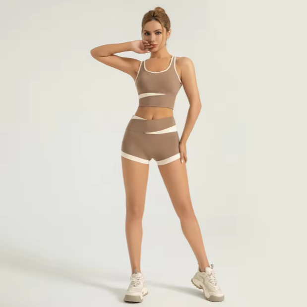 Hot Sale Women Yoga Leggings Set Fitness Workout High Waist Athletic Wear Ribbed Scrunch Booty Gym Shorts Yoga Set