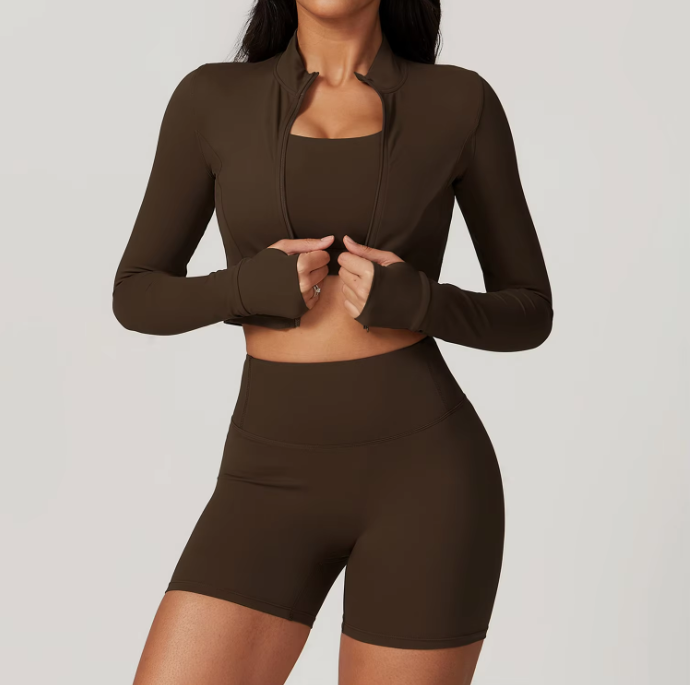 High Waist Yoga Pants Set for Ladies Sports Outdoor Fitness Suit Tight With Summer 3-piece Set